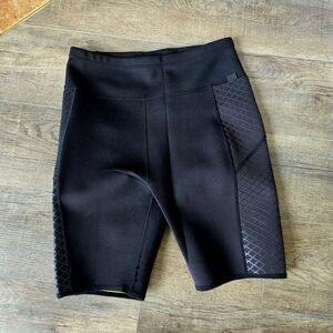 Black Biker Shorts with Mesh Detail